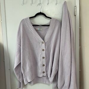 Free People Light Purple Button-Up Cardigan